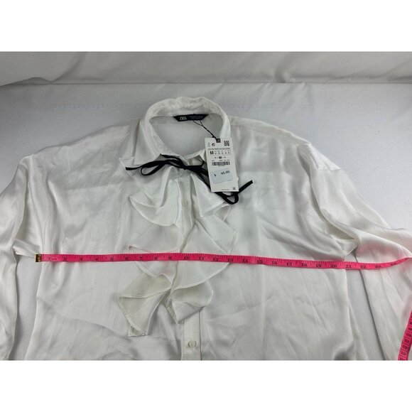 NWT Zara Satin Like Pirate Blouse Size Medium - Picture 7 of 8